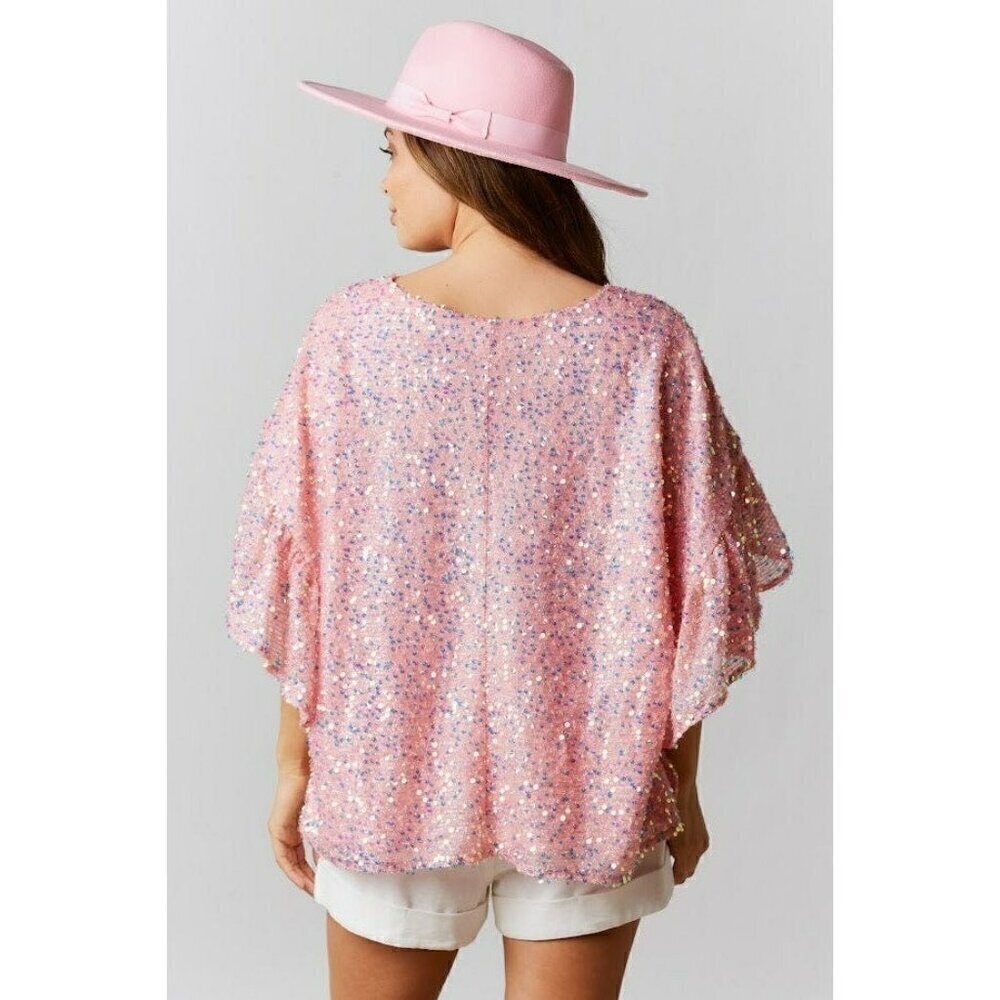 Pop The Bubbly Sequin Top in Pink - Picture 4 of 5